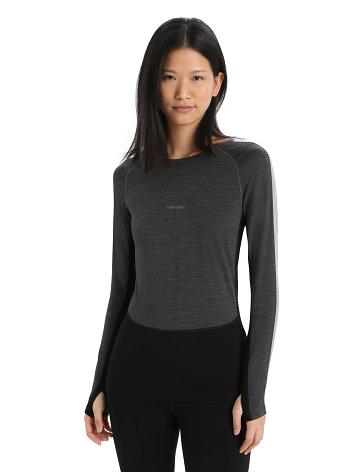 Une pièce Icebreaker 200 ZoneKnit™ Merino Long Sleeve Crewe Femme Noir | FR 1806OKIR